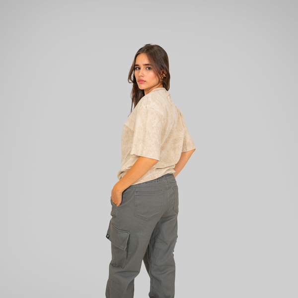 OVERSIZE ACID WASH BEIGE