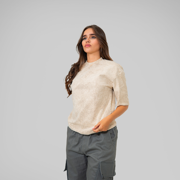 OVERSIZE ACID WASH BEIGE