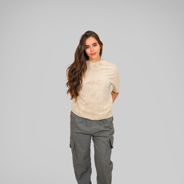 OVERSIZE ACID WASH BEIGE