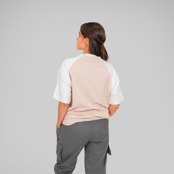 OVERSIZE RANGLAN BEIGE, BLANCO