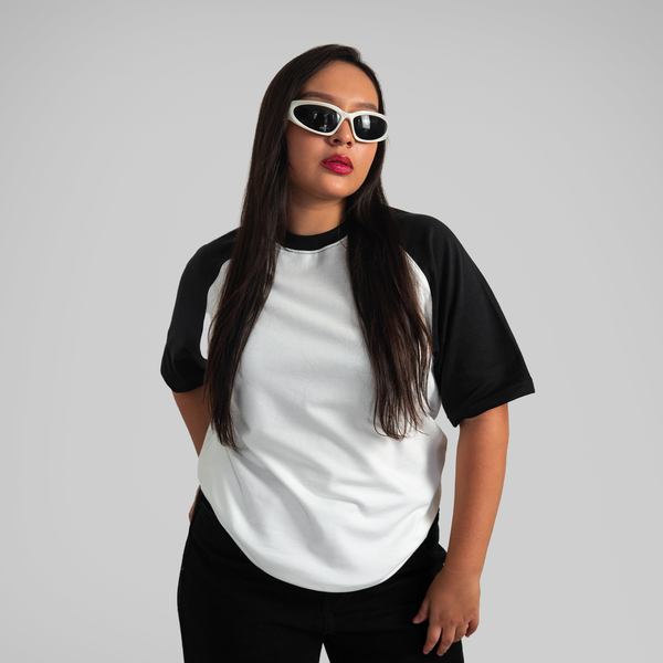 OVERSIZE RANGLAN BLANCO, NEGRO