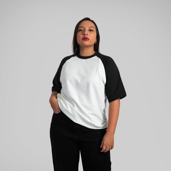 OVERSIZE RANGLAN BLANCO, NEGRO