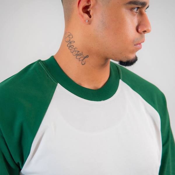 OVERSIZE RANGLAN BLANCO, VERDE