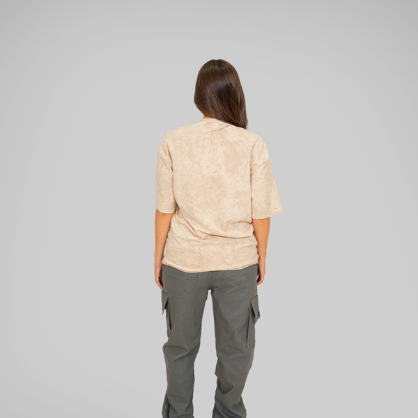 OVERSIZE ACID WASH BEIGE